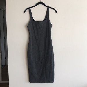 Gray Bodycon Midi Dress with back slit